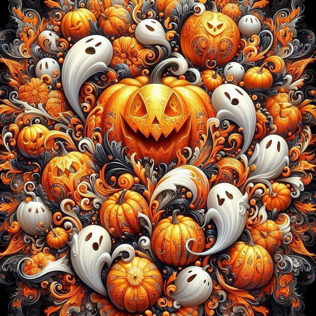 Pumpkins and ghosts